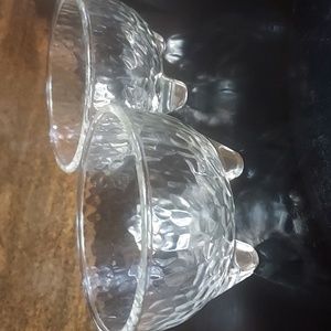 Vintage Crisa Libbey footed texture serving bowls set of 2.